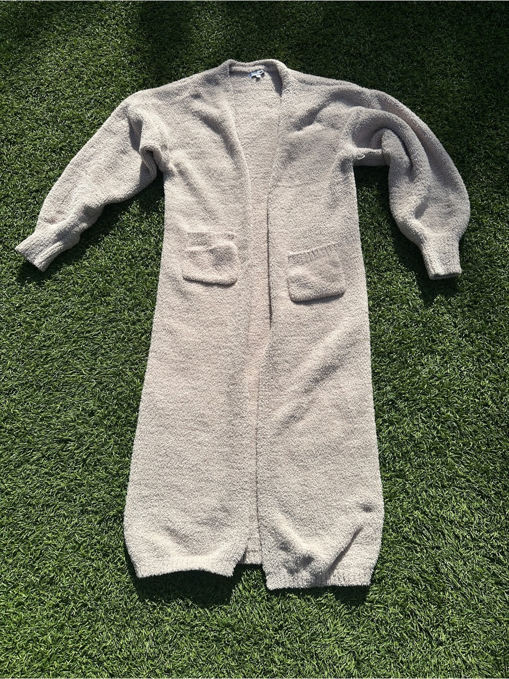 Fashion Nova Women’s Long Fuzzy Cardigan Sweater Taupe Size L